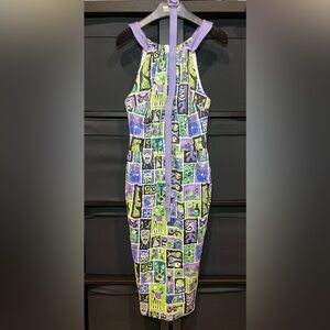 Disney Purple and Green Patterned Midi Dress